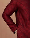 Merlot Red Jacquard Kurta Pajama image number 2